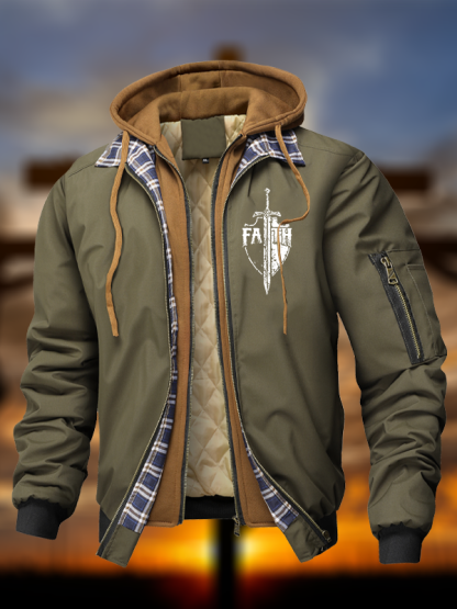 Warrior Of Faith Warm Hooded Bomber Jacket