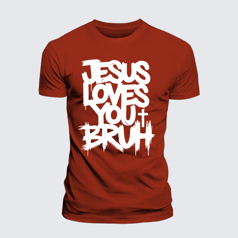 Jesus Loves You Bruh Jesus God Christian Premium Mercerized Cotton Tee