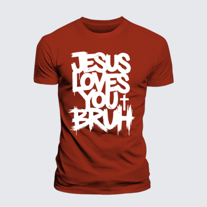 Jesus Loves You Bruh Jesus God Christian Premium Mercerized Cotton Tee