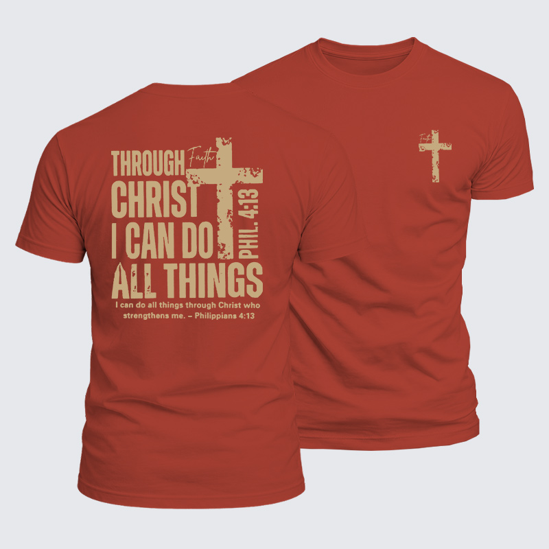 Through Christ I Can Do All Things Jesus God Christian  – Luxe Mercerized Interlock Cotton Tee