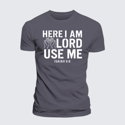 Here l am Lord Use Me Jesus God Christian Premium Mercerized Cotton Tee