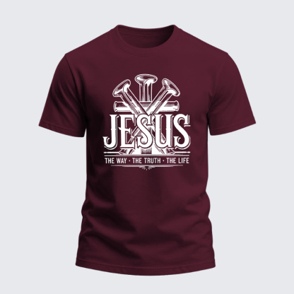 Heavyweight Cotton Tee - Jesus The Way The Truth The Life