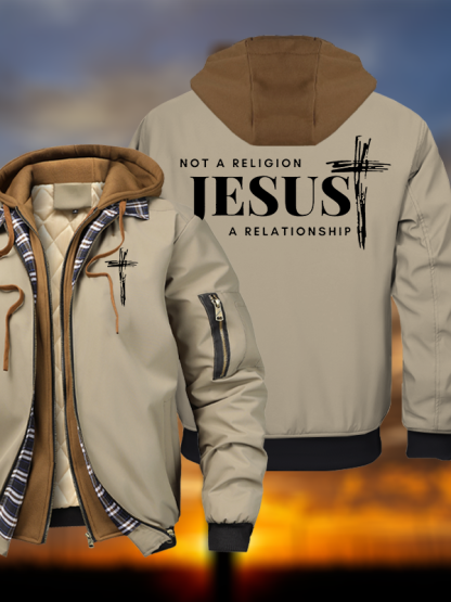It’S Not Religion It’S A Relationship Warm Hooded Bomber Jacket