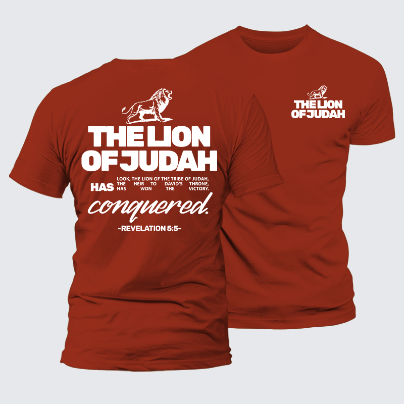 The Lion Of Judah Jesus God Christian Premium Mercerized Cotton Tee