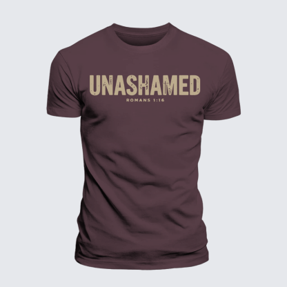 UNASHAMED Romans 1:16 Jesus God Christian Premium Mercerized Cotton Tee