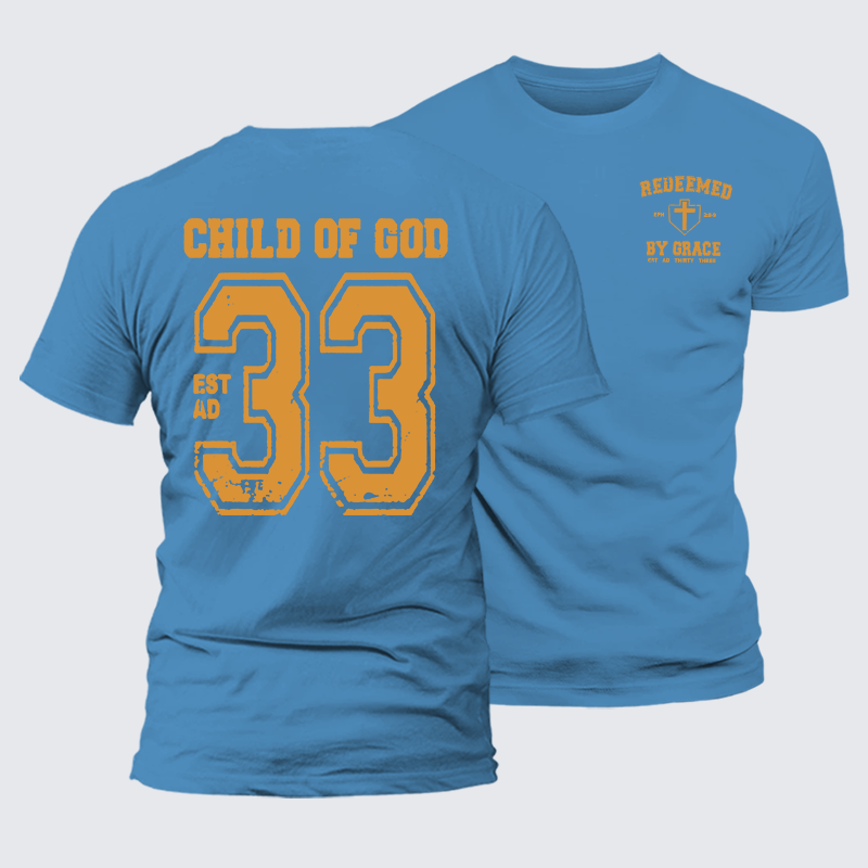 Redeemed By Grace Jesus God Christian Premium Mercerized Cotton Tee