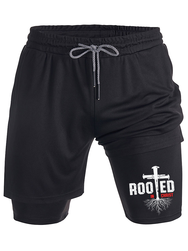 Rooted In Christ Cross Christian Performance Shorts