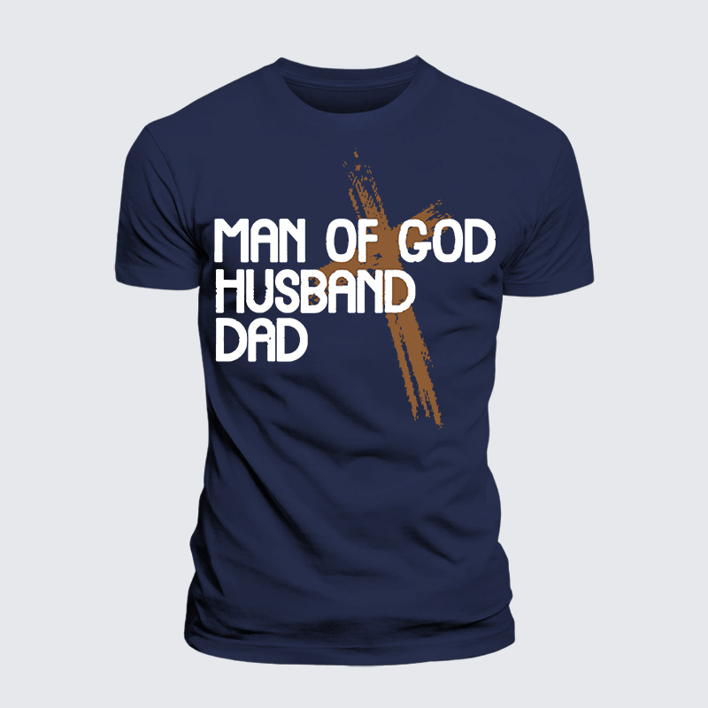 Man Of God Husband Dad Jesus God Christian Premium Mercerized Cotton Tee