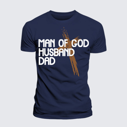 Man Of God Husband Dad Jesus God Christian Premium Mercerized Cotton Tee