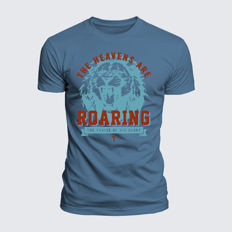 The Heavens Are Roaring The Praise Of His Glory Jesus God Christian  – Luxe Mercerized Interlock Cotton Tee