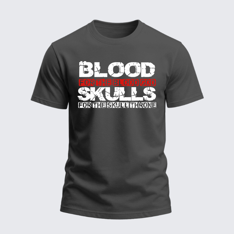 Heavyweight Cotton Tee - Blood For The Blood God Skulls For The Skull Throne