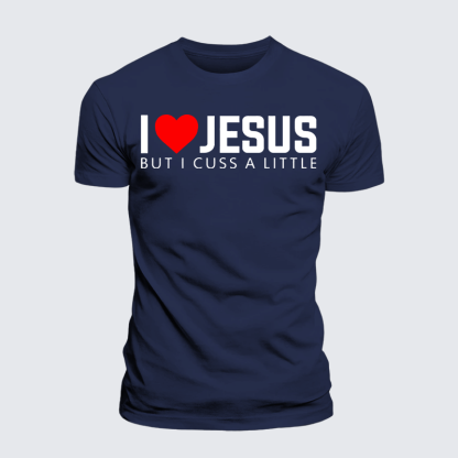 I Love Jesus But I Cuss A Little Jesus God Christian Premium Mercerized Cotton Tee