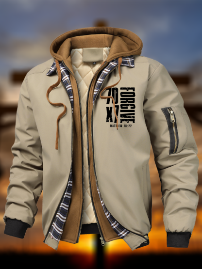 70×7 Forgive Warm Hooded Bomber Jacket