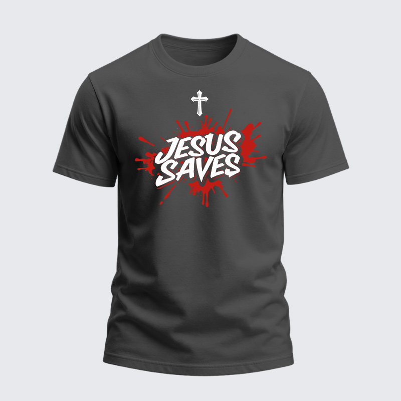 Heavyweight Cotton Tee - Jesus Saves Cross