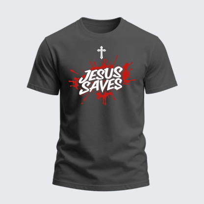 Heavyweight Cotton Tee - Jesus Saves Cross