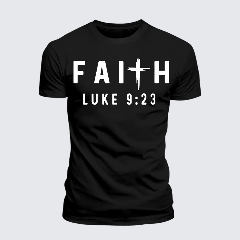 Luke 9:23 Jesus God Christian Premium Mercerized Cotton Tee