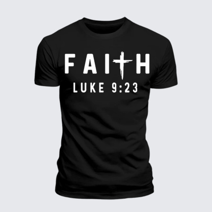 Luke 9:23 Jesus God Christian Premium Mercerized Cotton Tee