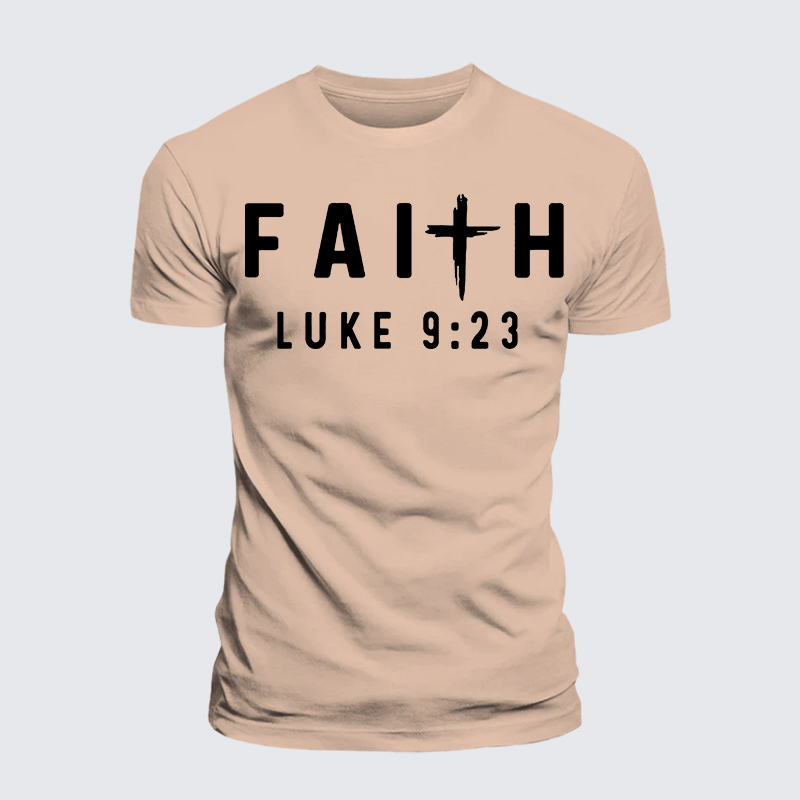 Luke 9:23 Jesus God Christian Premium Mercerized Cotton Tee