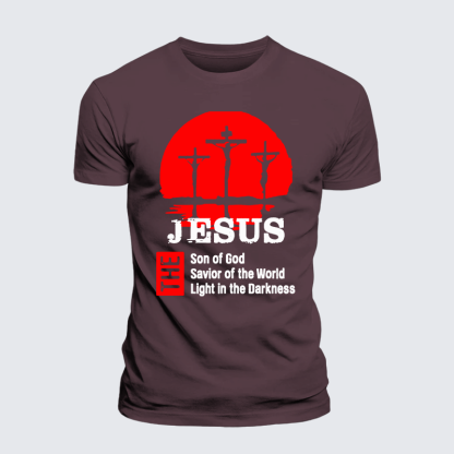 Jesus The Son Of God The Savior Of The World The Light In The Darkness Jesus God Christian Premium Mercerized Cotton Tee