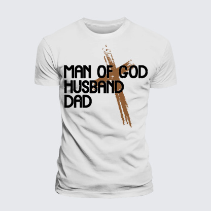 Man Of God Husband Dad Jesus God Christian Premium Mercerized Cotton Tee
