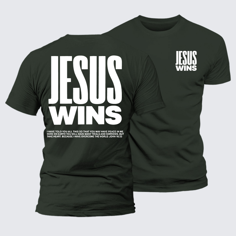 Jesus Wins Jesus God Christian Premium Mercerized Cotton Tee
