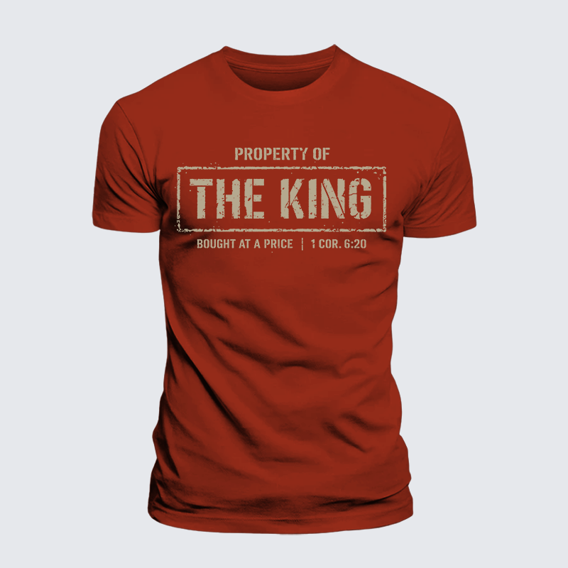 Property of The king 1 Cor. 6:20 Jesus God Christian Premium Mercerized Cotton Tee