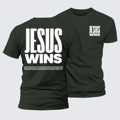 Jesus Wins Jesus God Christian Premium Mercerized Cotton Tee