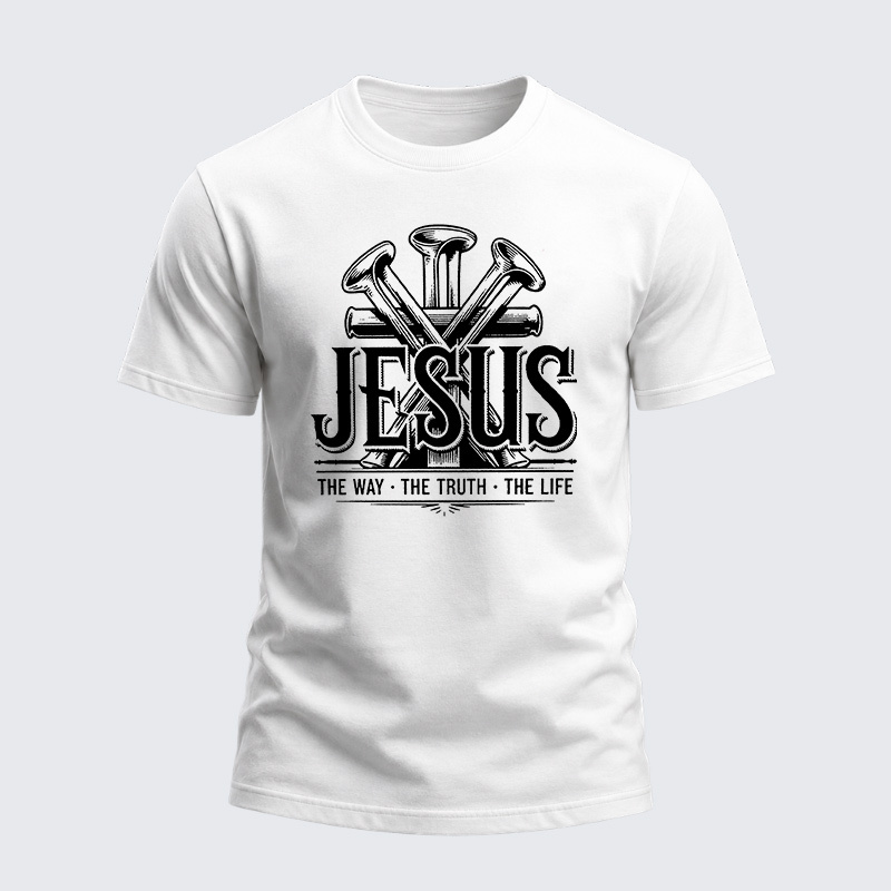 Man Of God Husband Dad Jesus God Christian Cotton T-Shirt