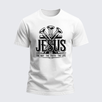 Heavyweight Cotton Tee - Jesus The Way The Truth The Life