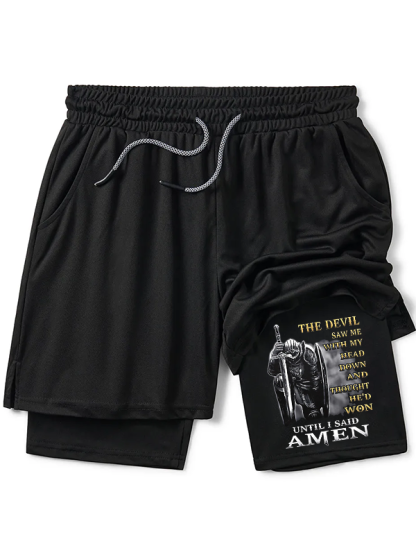 The Devil Saw Me with My Head Down and Thought He'd Won Until I Said Amen Christian Performance Shorts