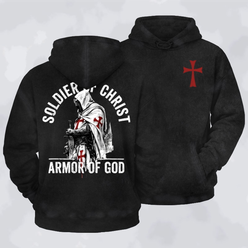 Washed Hoodie - Soldier of Christ Armor Of God Crusader Spirit