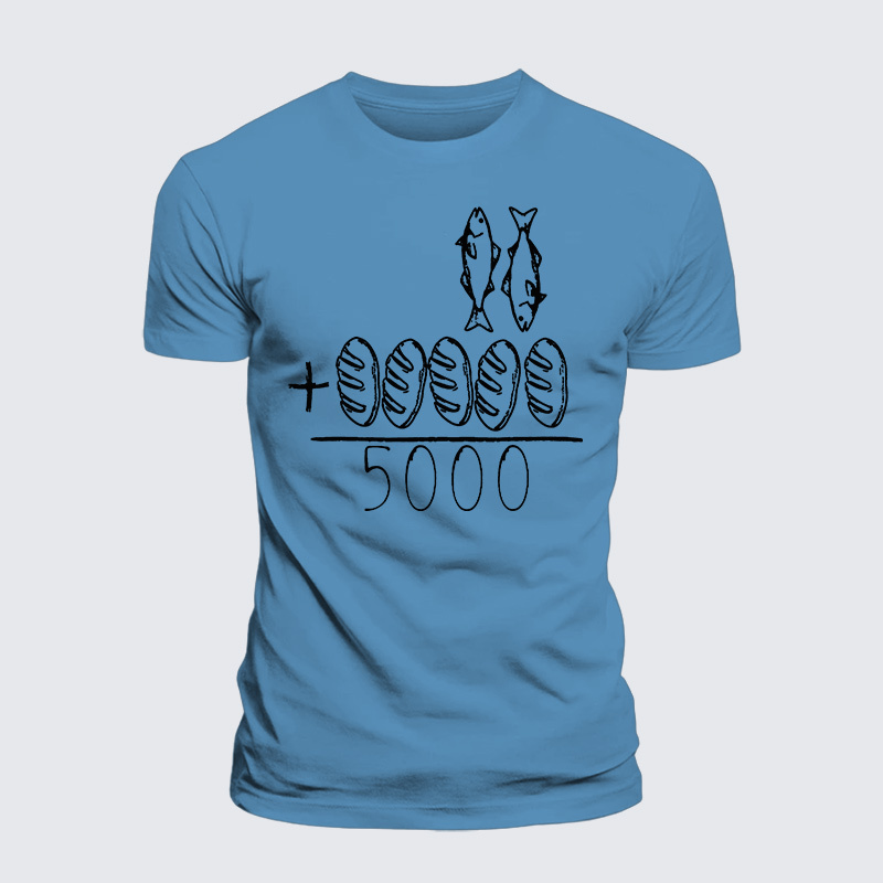 2 Fishes 5 Breads Jesus Feeds The 5000 Jesus God Christian Premium Mercerized Cotton Tee
