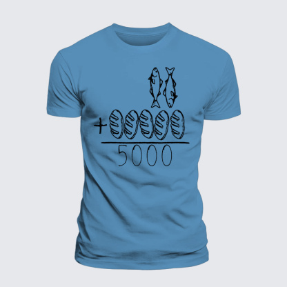 2 Fishes 5 Breads Jesus Feeds The 5000 Jesus God Christian Premium Mercerized Cotton Tee
