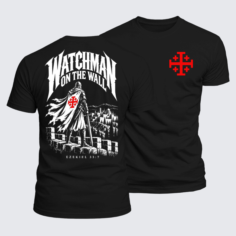 Luxe Mercerized Cotton Tee - Watchman on the Wall – Ezekiel 33:7 - Black