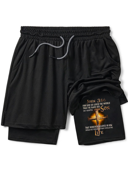 Gospel Of John Because God Loved The World So Much That He Gave His Only Begotten Son Christian Performance Shorts