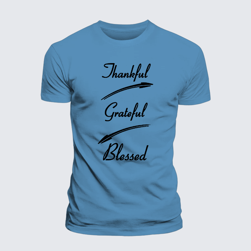 Thankful Grateful Blessed Jesus God Christian Premium Mercerized Cotton Tee
