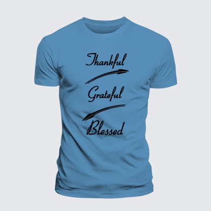Thankful Grateful Blessed Jesus God Christian Premium Mercerized Cotton Tee