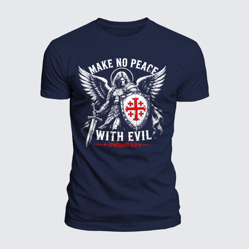 Luxe Mercerized Cotton Tee - Make No Peace with Evil Knight Templar Jerusalem Cross