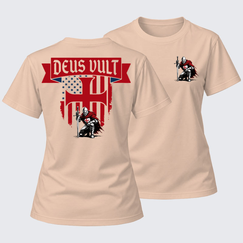 Women's T-shirts   - Templar Knight Crusader Deus Vult