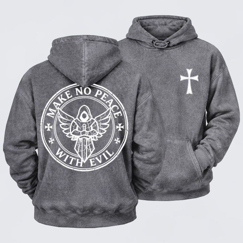 Washed Hoodie -  Deus Vult Knight Templar American Flag Crusader-soulsbelief