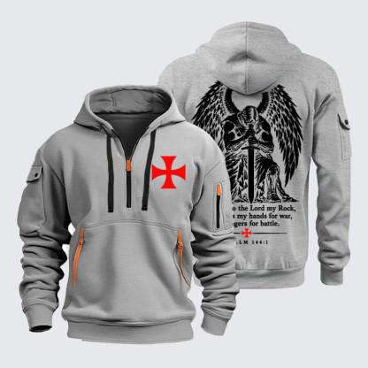 Zipper Hoodies Ave Christus Rex –He Trains My Hands for War – Psalm 144:1 Christian Warrior