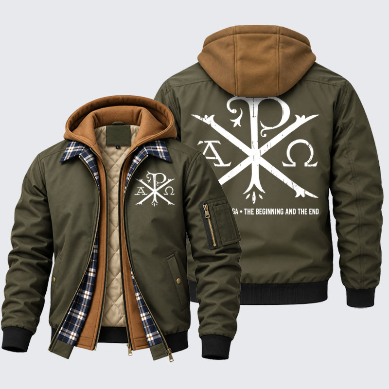 Hooded Bomber Jacket - Alpha And Omega