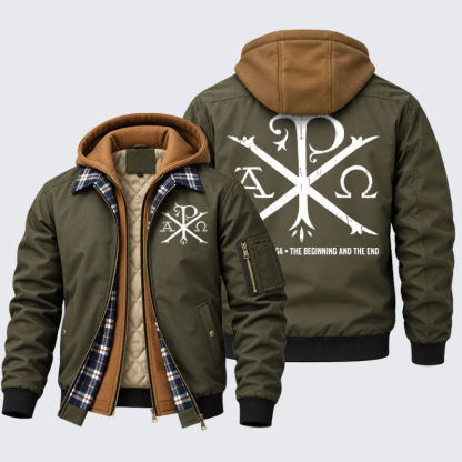 Hooded Bomber Jacket - Alpha And Omega