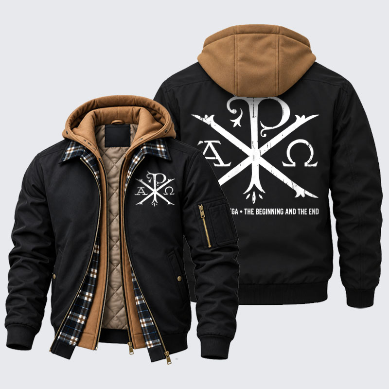 Hooded Bomber Jacket - Alpha And Omega