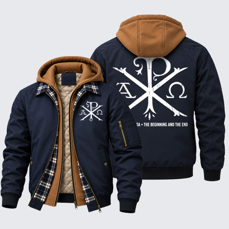 Hooded Bomber Jacket - Alpha And Omega