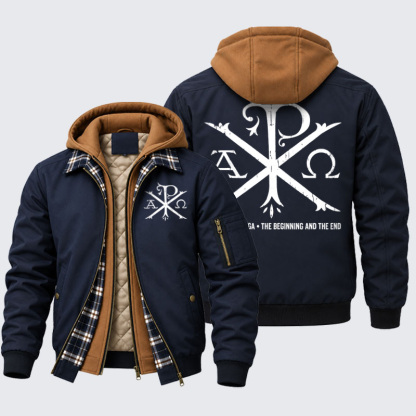 Hooded Bomber Jacket - Alpha And Omega
