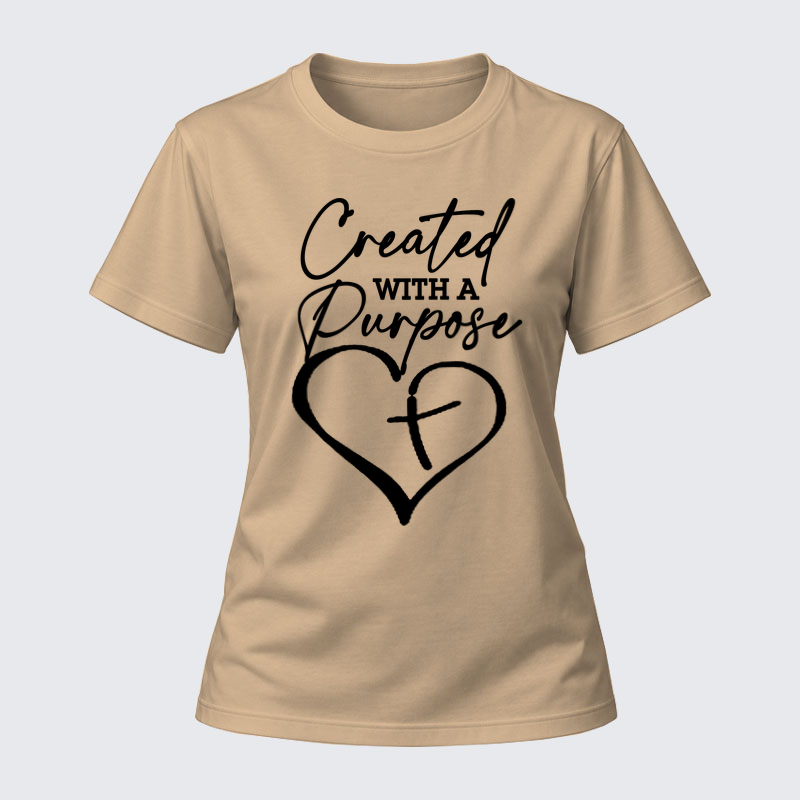 Women's T-shirts –Created With A Purpose Christian Cotton T-Shirt