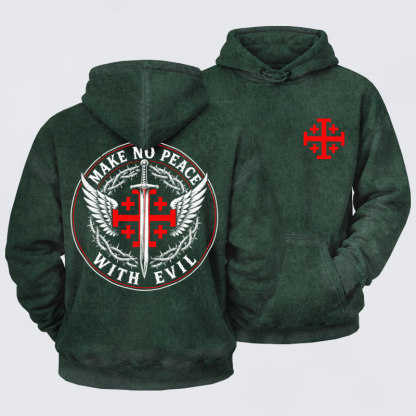 Washed Hoodie  - Make No Peace with Evil  Jerusalem Cross
