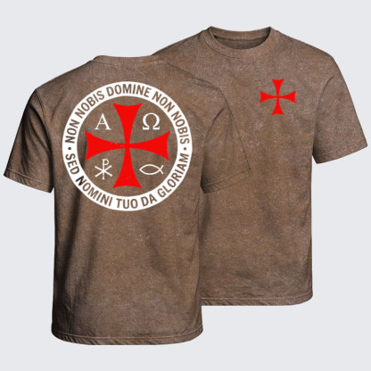 Washed T-Shirt - Non Nobis Domine, Non Nobis, Sed Nomini Tuo Da Gloriam