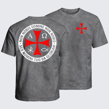 Washed T-Shirt - Non Nobis Domine, Non Nobis, Sed Nomini Tuo Da Gloriam